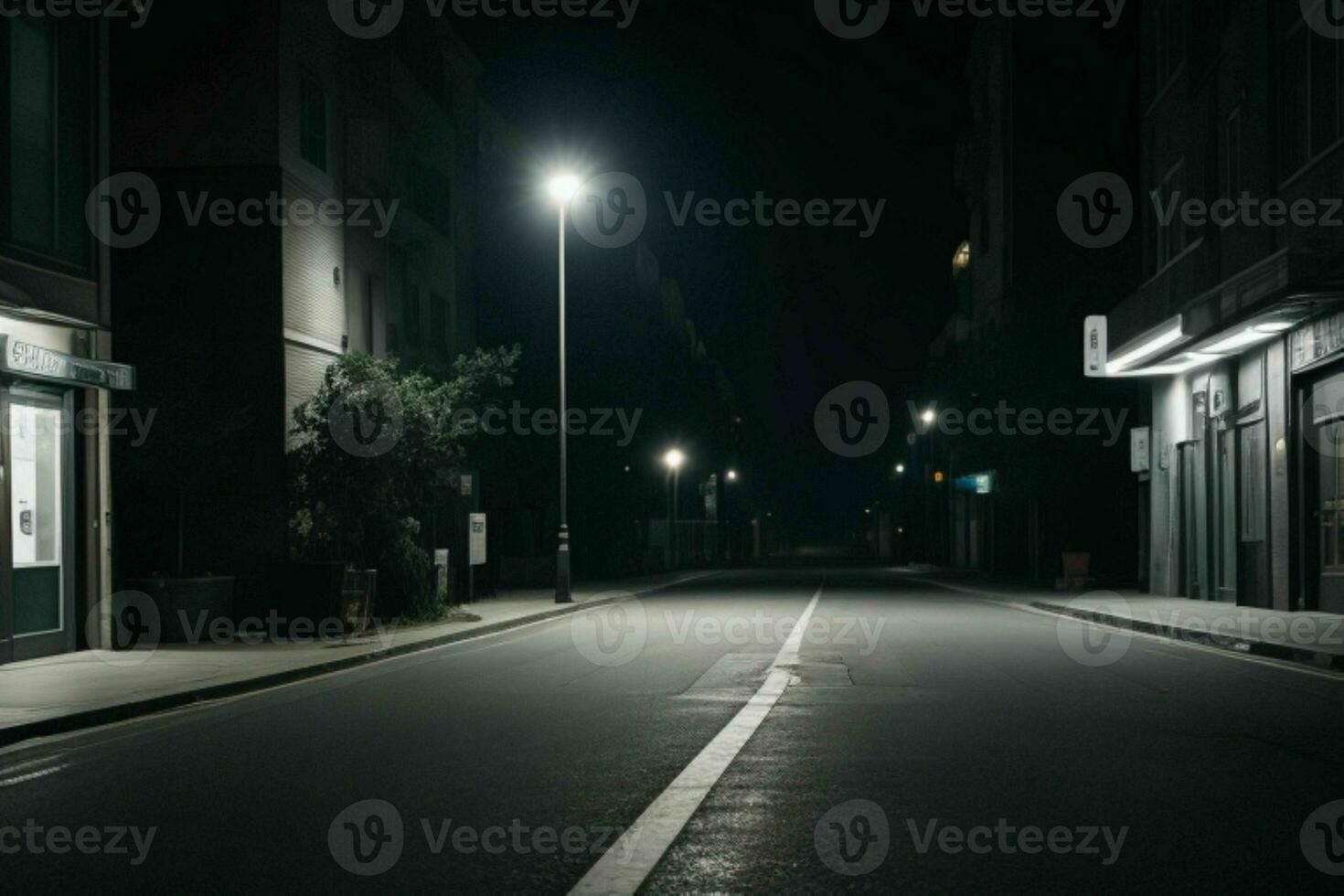 vacío espacio en el calle en el noche. antecedentes. ai generativo Pro foto