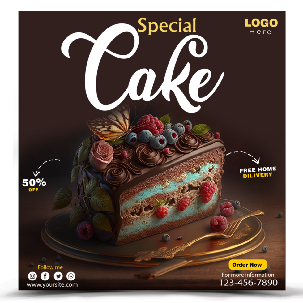 Sozial Medien köstlich Besondere Kuchen Banner Post Vorlage Design psd