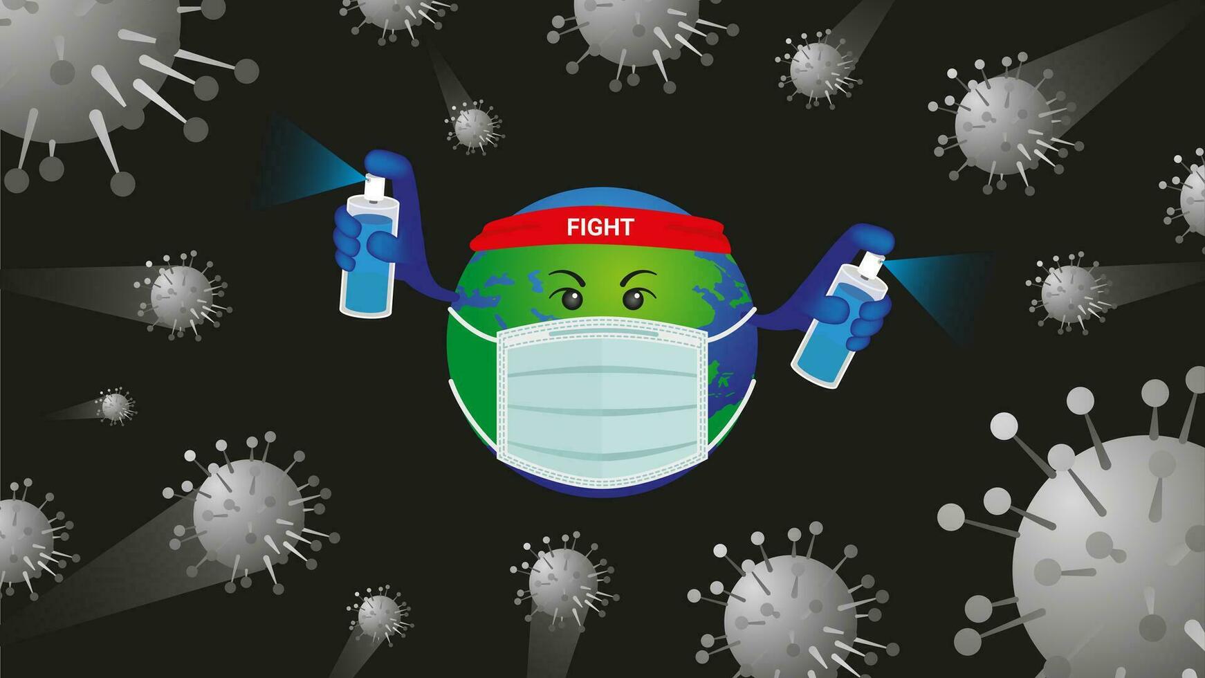 Virus attack around the world wear surgical mask vector