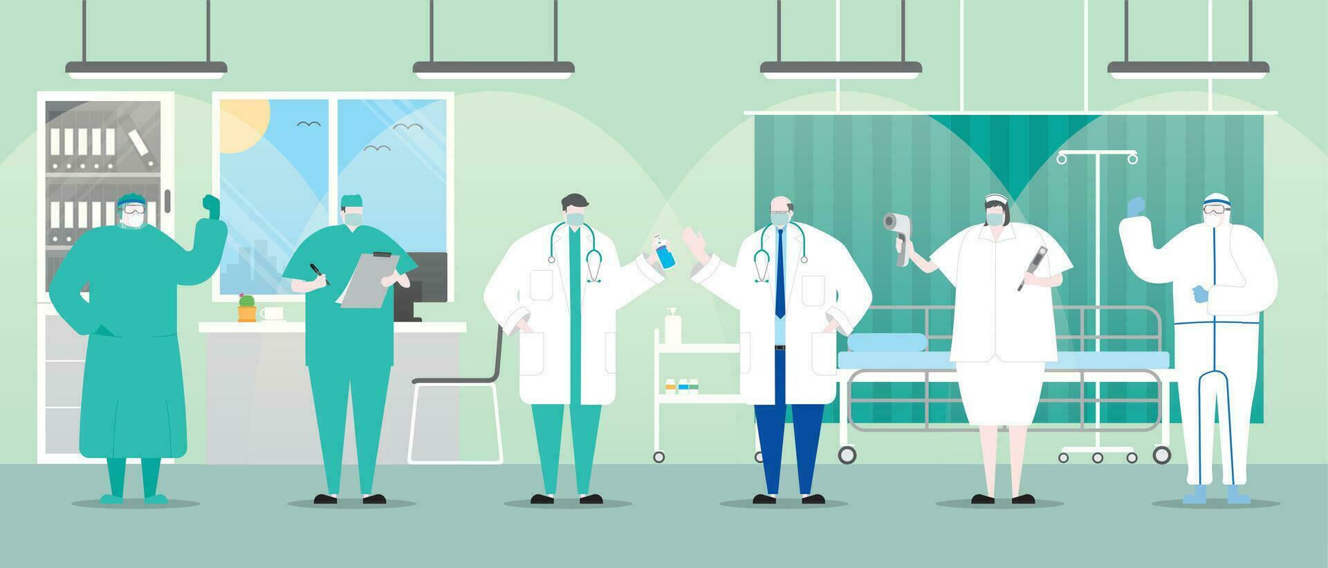 Medical cartoon style flat character design vector