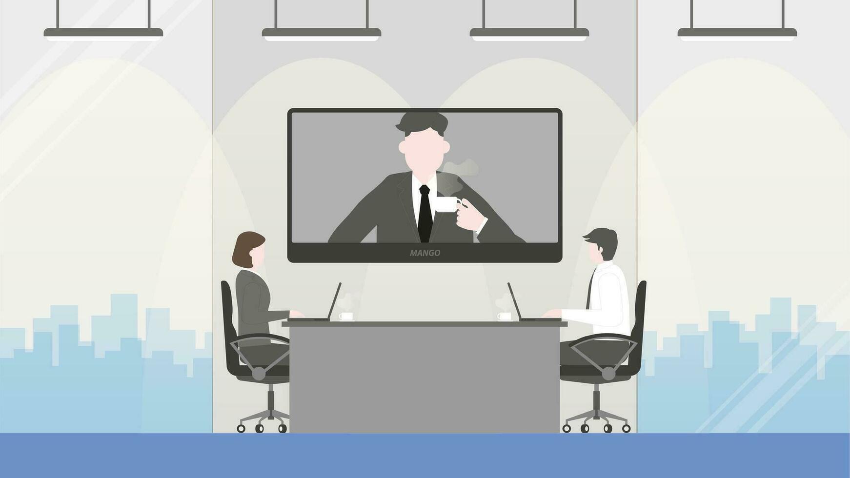 The business loss profit concept. Meeting presentation in a workplace of a small company. vector