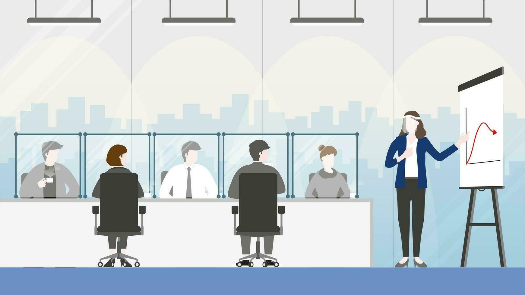 Group of business people meeting in office conference room with new normal lifestyle vector