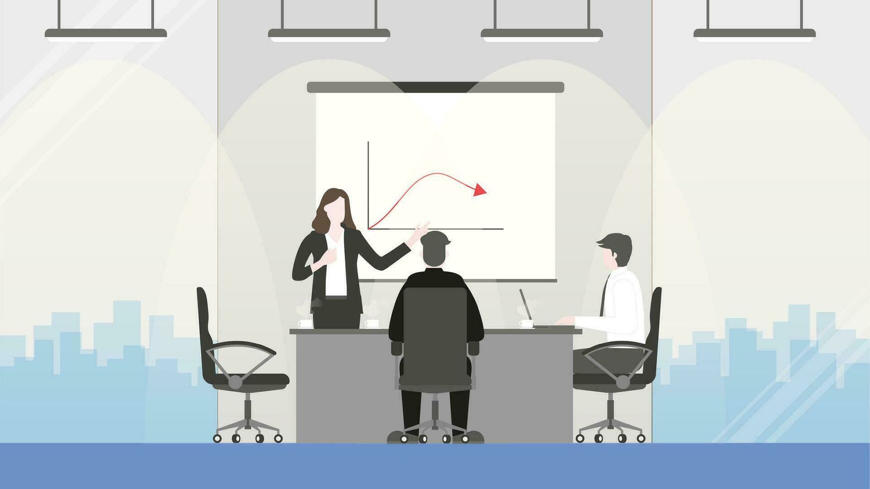 The business loss profit concept. Meeting presentation in a workplace of a small company. vector