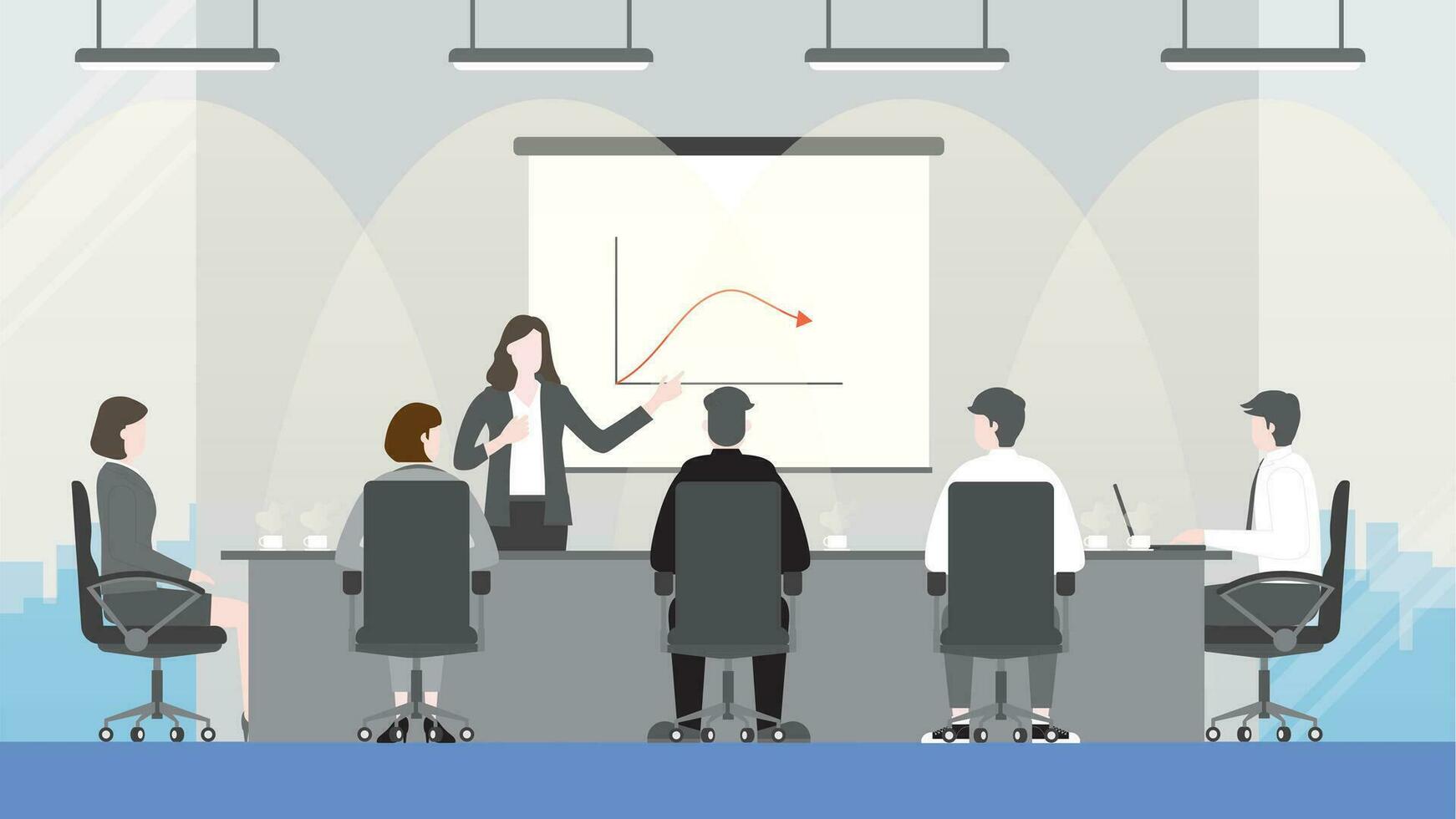 The business loss profit concept. Meeting presentation in a workplace of a small company. vector