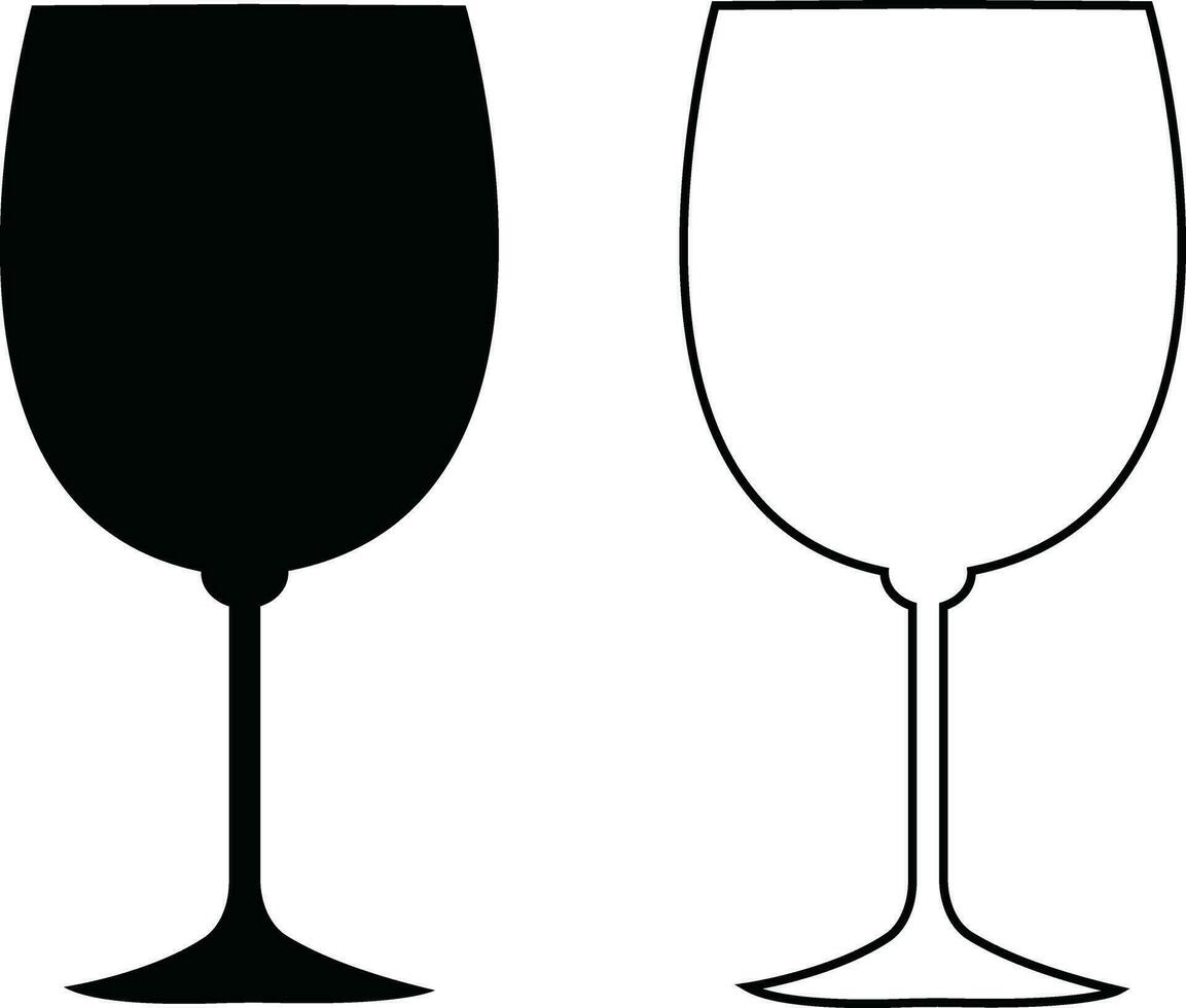 Wine glasses icons set simple symbol of bar, restaurant. . Various wine glass flat or line vector black silhouette collection for mobile concept and web design.