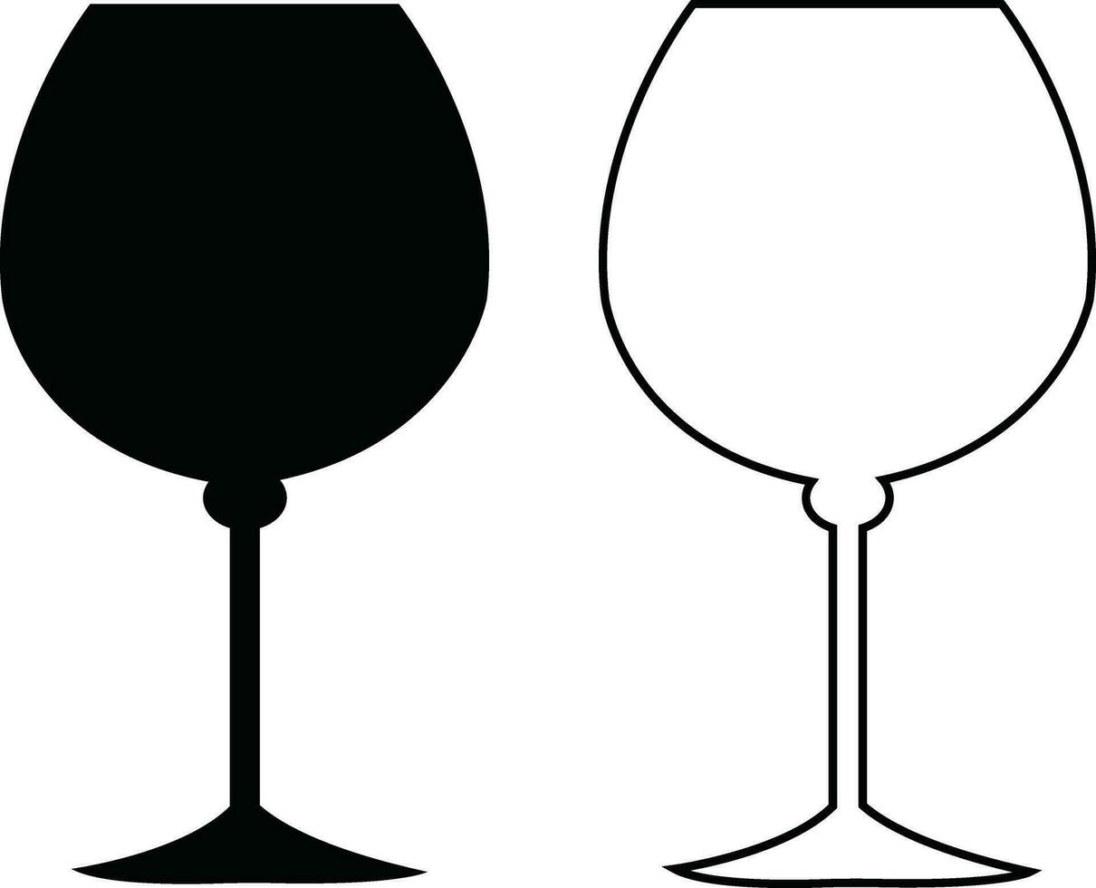 Wine glasses icons set simple symbol of bar, restaurant. . Various wine glass flat or line vector black silhouette collection for mobile concept and web design.