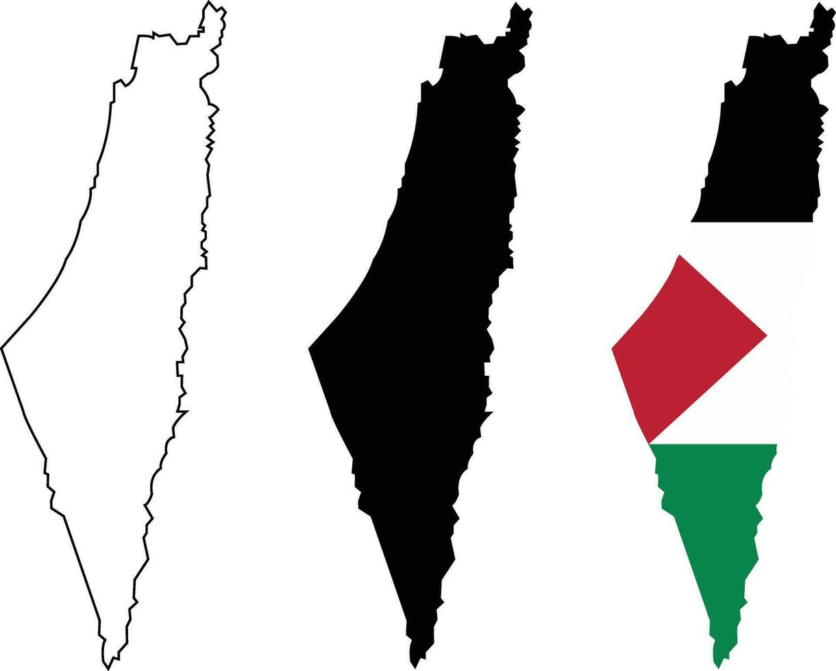 High detailed vector map with national flag palestine isolated on transparent background. Collection of flat line icon set. Global economy famous country. Middle East West Asia. Capital name Jerusalem