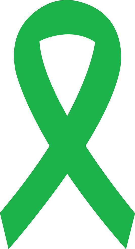 Cancer Ribbon flat icon. Vector awareness ribbon green color isolated on . International Day of cancer, World Cancer Day. Design template element in trendy style for graphic