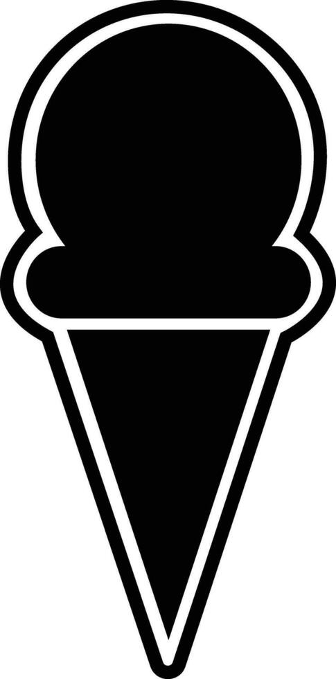 Ice cream cone icon  Modern sweet vanilla desert sign. Trendy black flat line vector chocolate cram symbol for web site design, button to mobile app. Logotype.