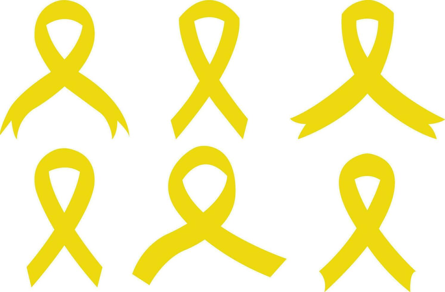 Cancer Ribbon flat icon set. Vector awareness ribbon yellow color isolated on . International Day of cancer, World Cancer Day. Design template element for graphics collection