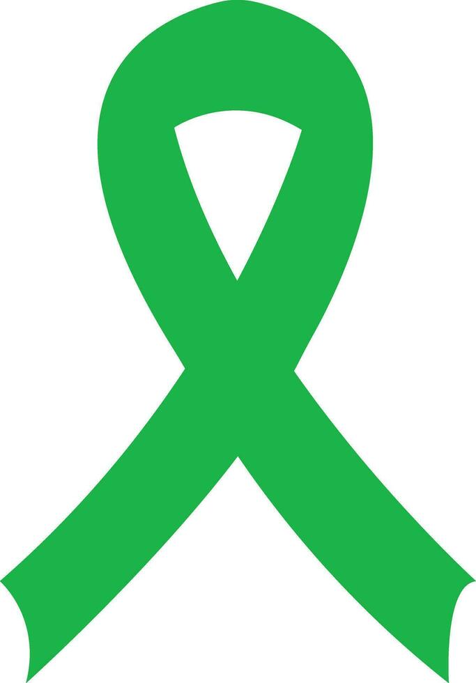 Cancer Ribbon flat icon. Vector awareness ribbon green color isolated on . International Day of cancer, World Cancer Day. Design template element in trendy style for graphic