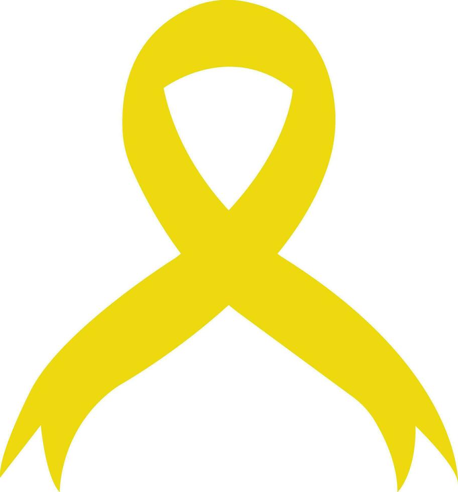 Cancer Ribbon flat icon. Vector awareness ribbon yellow color isolated on. International Day of cancer, World Cancer Day. Design template element in trendy style for graphic.