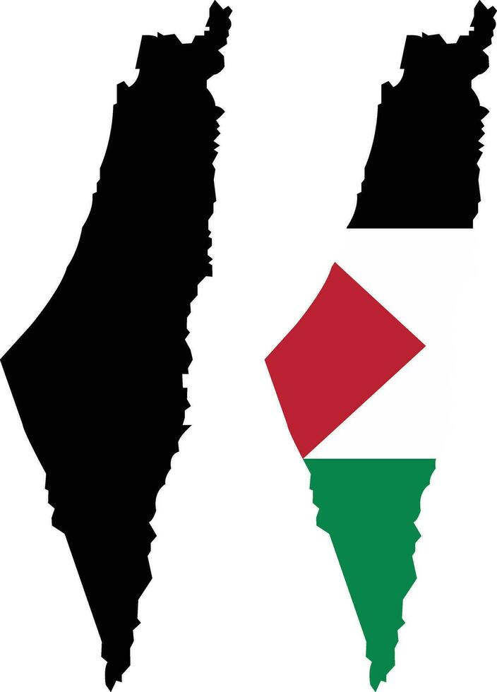 High detailed vector map with national flag palestine isolated on transparent background. Collection of flat icon set. Global economy famous country. Middle East West Asia. Capital name Jerusalem