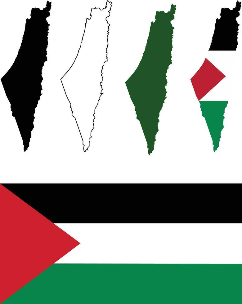 High detailed vector map with national flag palestine isolated on transparent background. Collection of flat line icon set. Global economy famous country. Middle East West Asia. Capital name Jerusalem