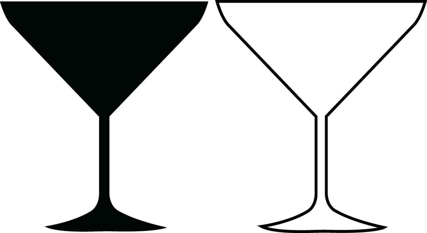 Wine glasses icons set simple symbol of bar, restaurant. . Various wine glass flat or line vector black silhouette collection for mobile concept and web design.