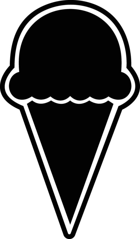 Ice cream cone icon Modern sweet vanilla desert sign. Trendy black flat line vector chocolate cram symbol for web site design, button to mobile app. Logotype.