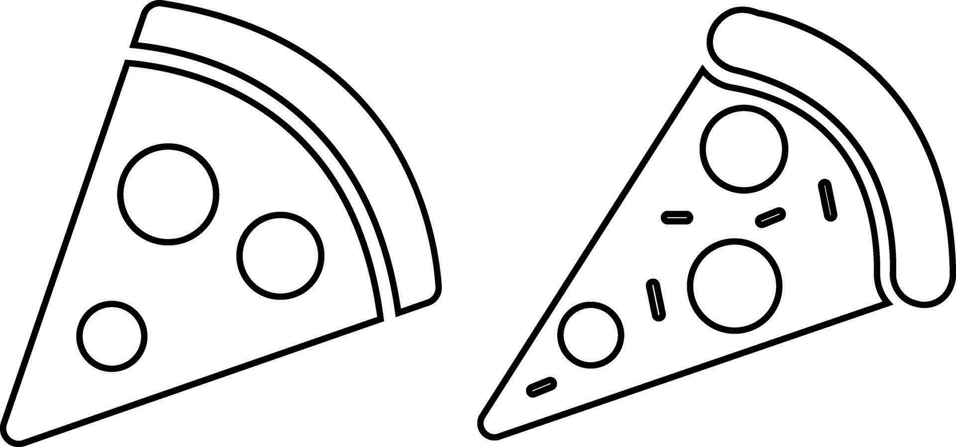 Pizza piece flat line black icons set. Vector thin sign of italian fast food cafe logo. Pizzeria can be used for digital product, presentation, print design and more