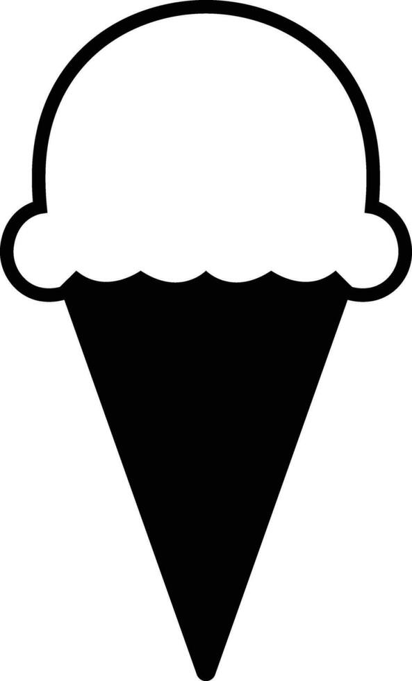 Ice cream cone icon Modern sweet vanilla desert sign. Trendy black flat line vector chocolate cram symbol for web site design, button to mobile app. Logotype.