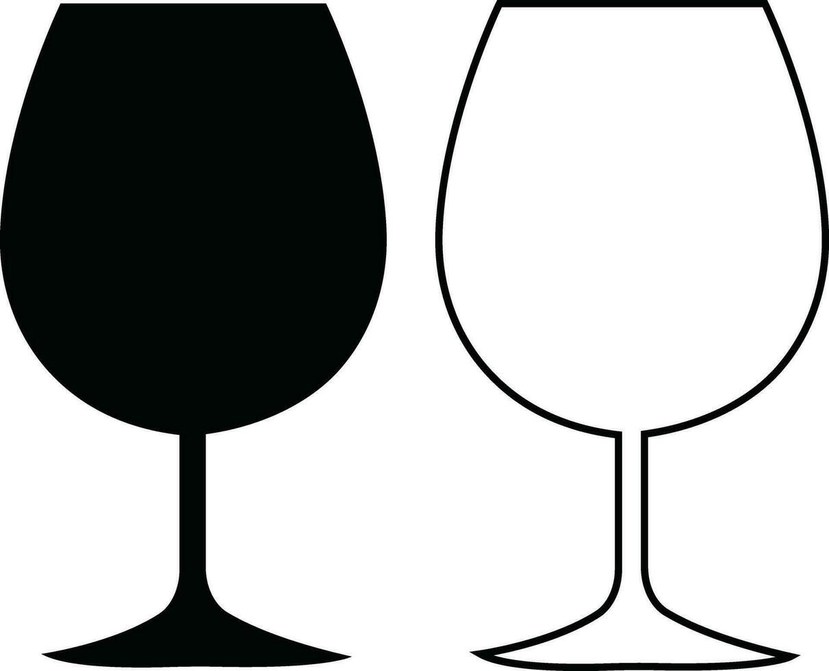 Wine glasses icons set simple symbol of bar, restaurant. . Various wine glass flat or line vector black silhouette collection for mobile concept and web design.