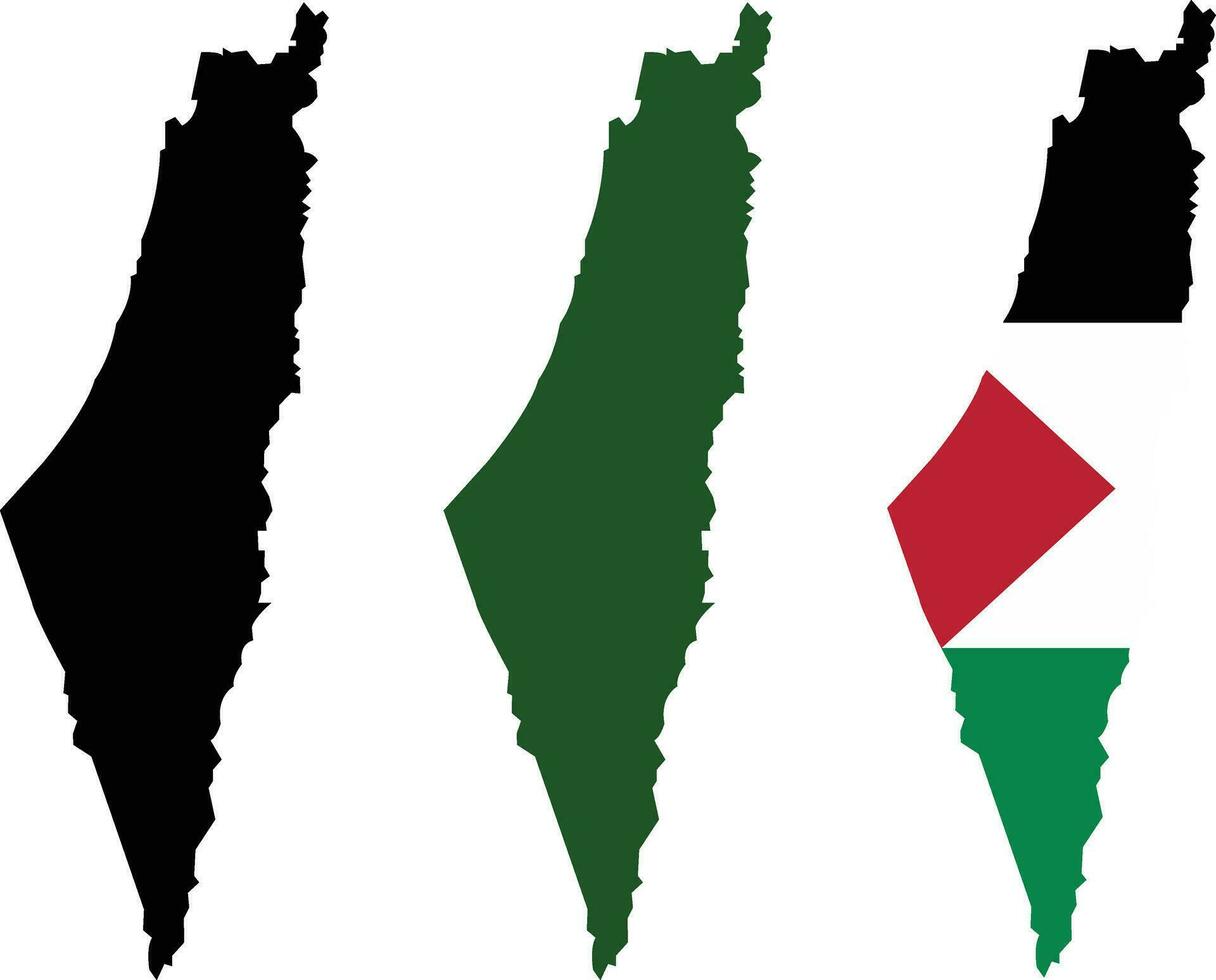High detailed vector map with national flag palestine  Collection of flat icon set. Global economy famous country. Middle East West Asia. Capimtal name Jerusale