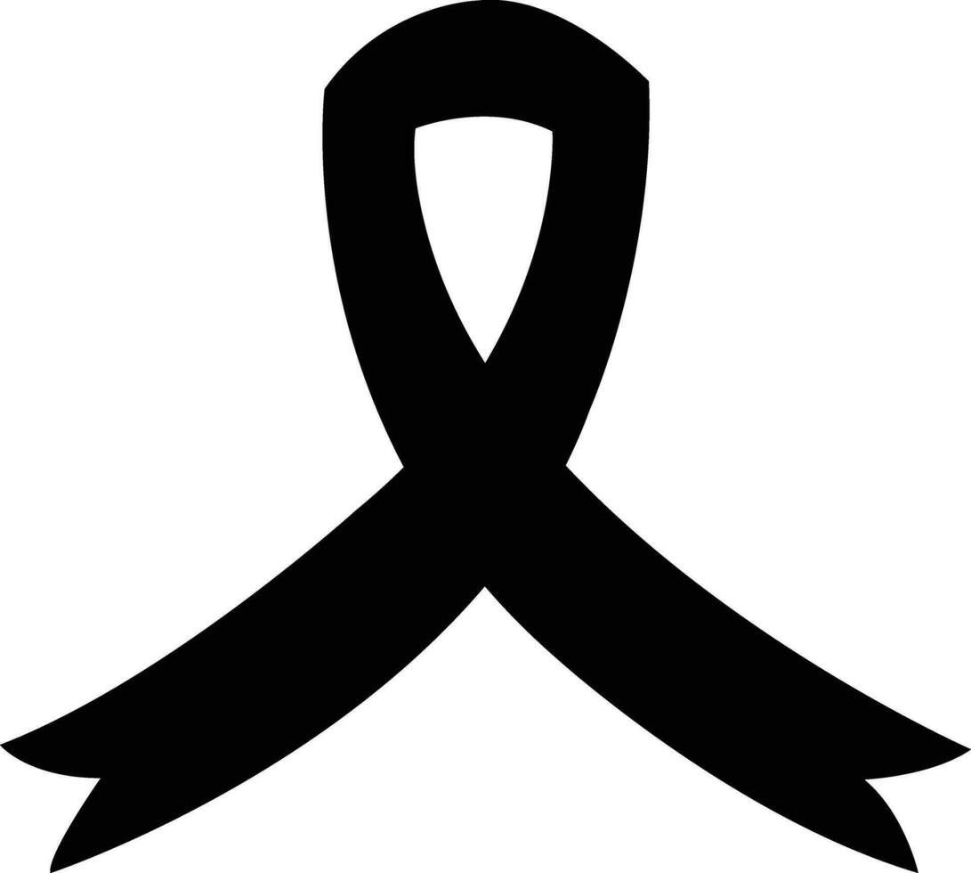 Cancer Ribbon flat icon. Vector awareness ribbon black color isolated on  International Day of cancer, World Cancer Day. Design template element in trendy style for graphic.