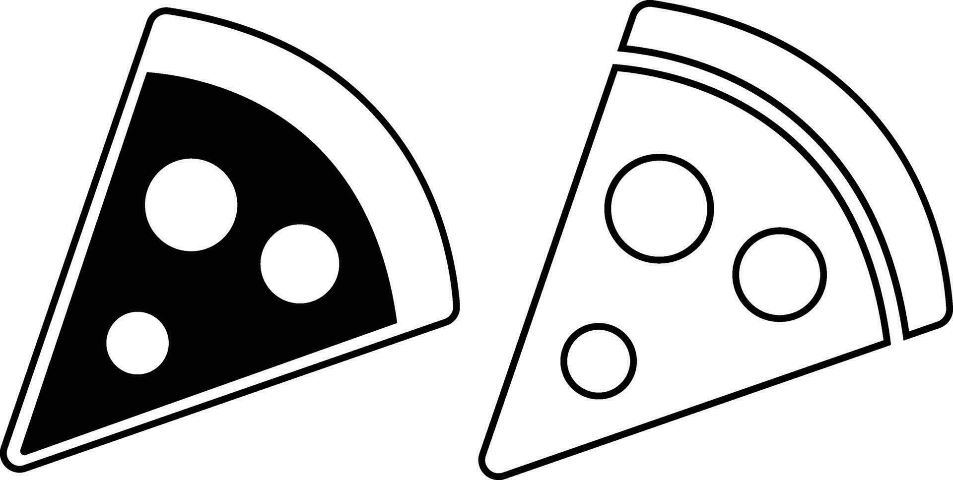 Pizza piece flat line black icons set. Vector thin sign of italian fast food cafe logo. Pizzeria can be used for digital product, presentation, print design and more