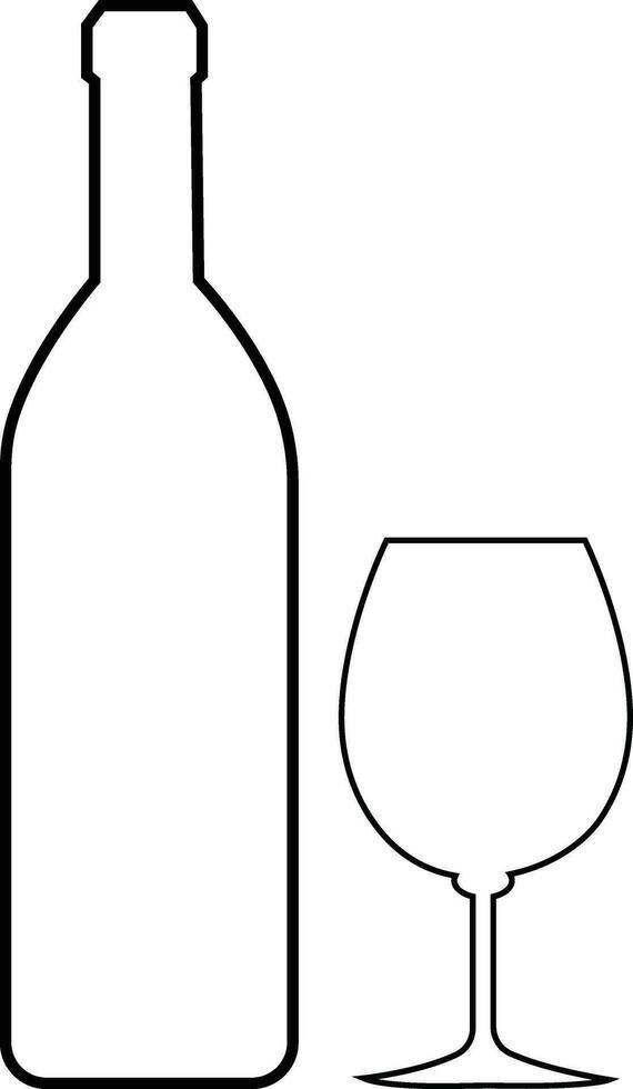 Alcohol bottle and glass line icons. Black outline vector silhouette with wine, cognac, champagne, beer. Alcohol linear collection .elements monochrome