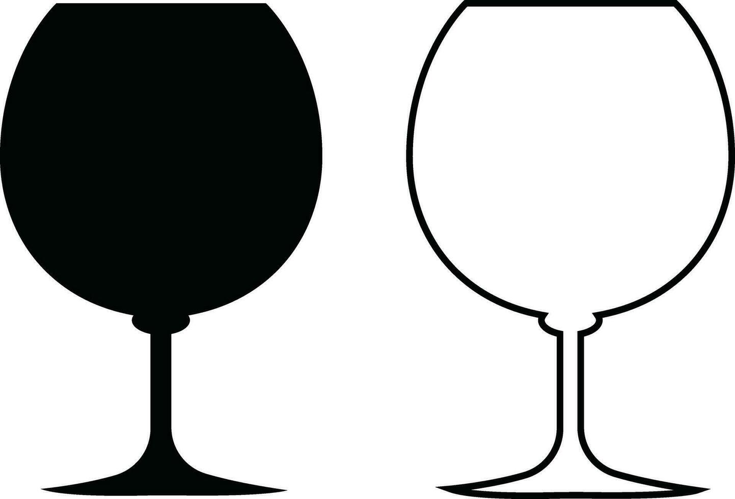 vino lentes íconos conjunto sencillo símbolo de bar, restaurante. . varios vino vaso plano o línea vector negro silueta colección para móvil concepto y web diseño.