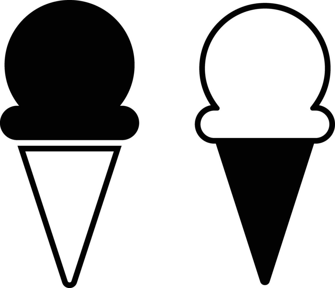 Ice cream cone icon set . Modern sweet vanilla desert sign. Trendy black vector chocolate cram symbol collection for web site design, button to mobile app. Logotype.