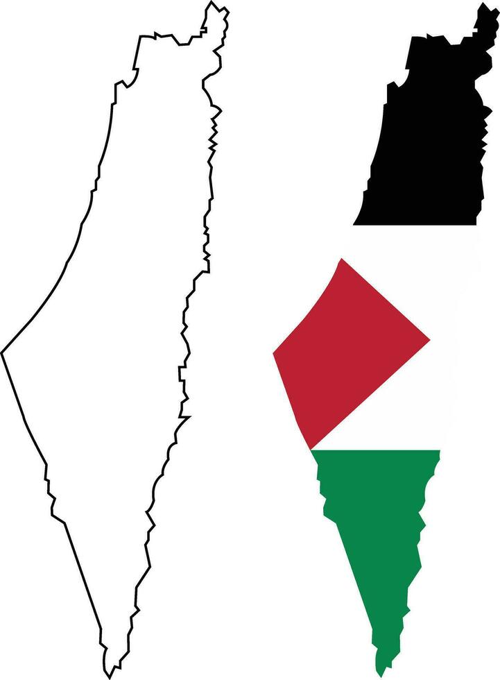 High detailed vector map with national flag palestine isolated on transparent background. Collection of flat line icon set. Global economy famous country. Middle East West Asia. Capital name Jerusalem