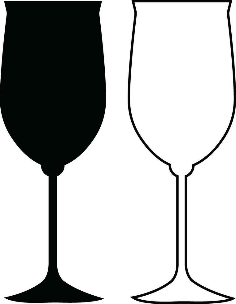 Wine glasses icons set simple symbol of bar, restaurant.  Various wine glass flat or line vector black silhouette collection for mobile concept and web design.