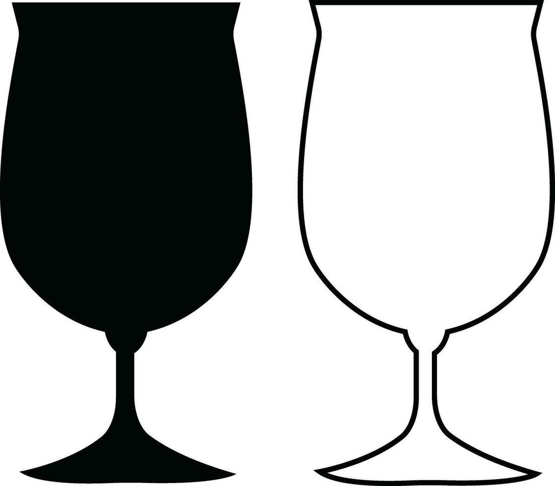 Wine glasses icons set simple symbol of bar, restaurant. . Various wine glass flat or line vector black silhouette collection for mobile concept and web design.