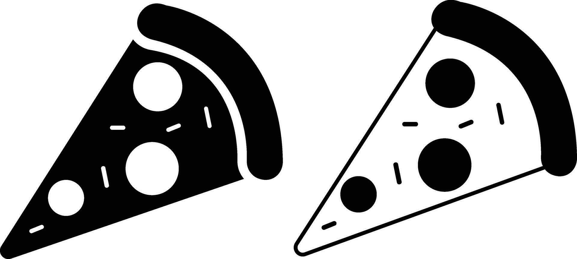 Pizza piece flat line black icons set. Vector thin sign of italian fast food cafe logo. Pizzeria can be used for digital product, presentation, print design and more