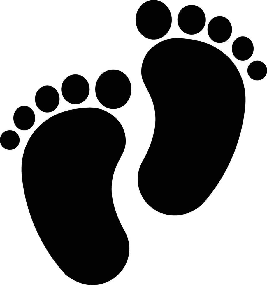 bebé huella plano icono negro vector valores para poste recién nacido, niños pies signo. huellas de desnudo cuota aislado en. impresión niño paso para sendero caminando