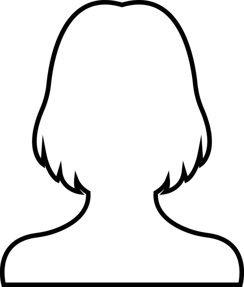 negocio avatar perfil negro contorno icono. mujer de usuario línea vector símbolo en de moda lineal estilo aislado en hembra perfil personas diverso cara para social red o web.