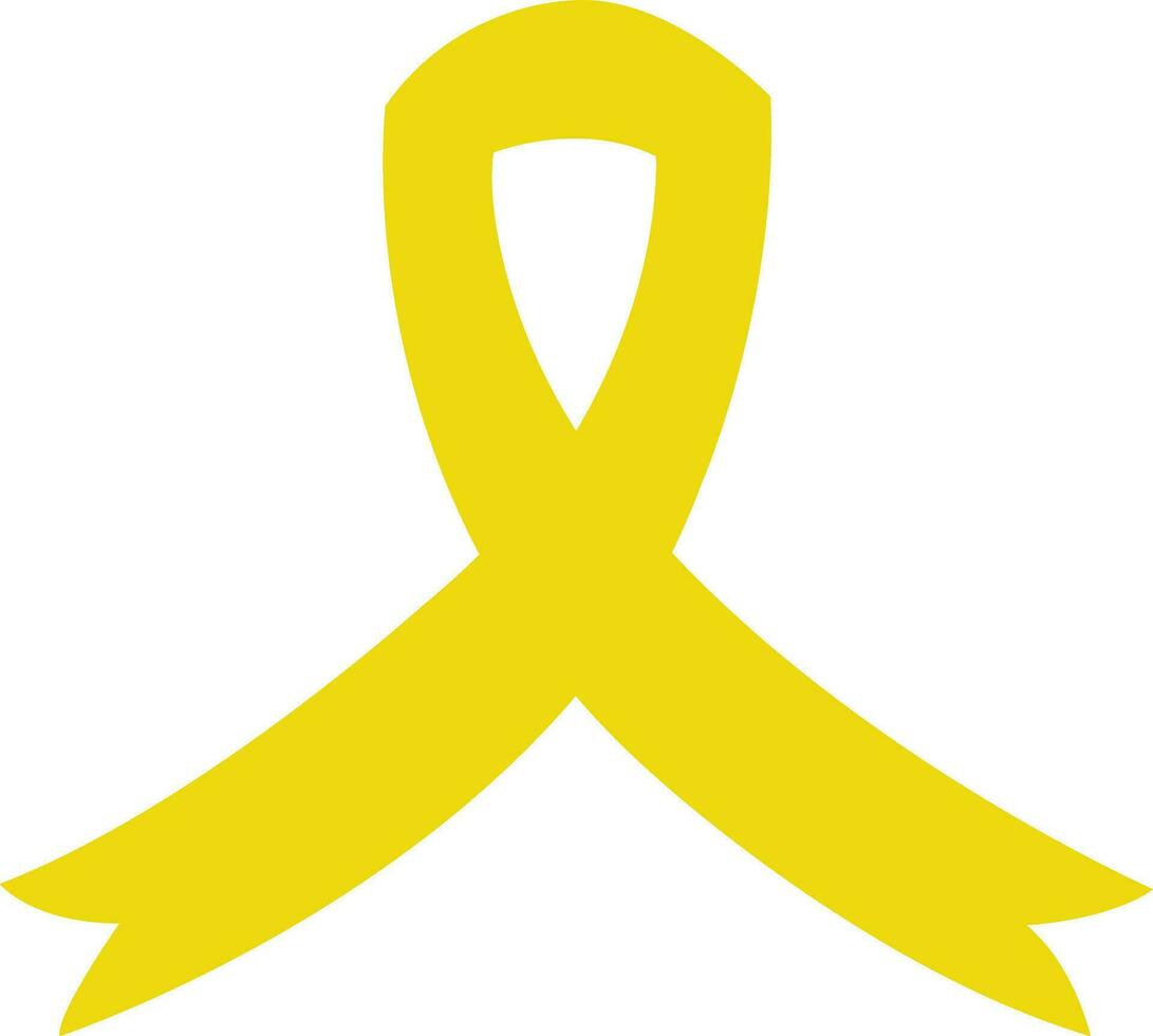 Cancer Ribbon flat icon. Vector awareness ribbon yellow color isolated on. International Day of cancer, World Cancer Day. Design template element in trendy style for graphic.