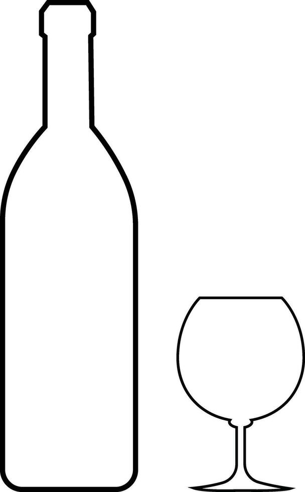 Alcohol bottle and glass line icons. Black outline vector silhouette with wine, cognac, champagne, beer. Alcohol linear collection .elements monochrome