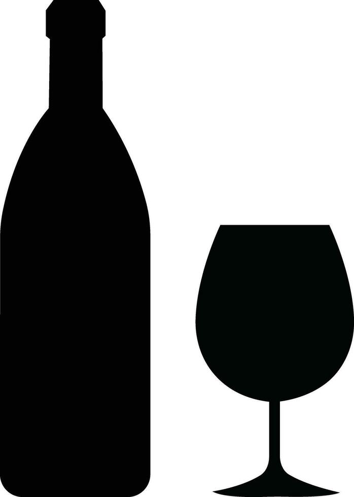 Alcohol bottle and glass line icons. Black outline vector silhouette with wine, cognac, champagne, beer. Alcohol linear collection elements monochrome