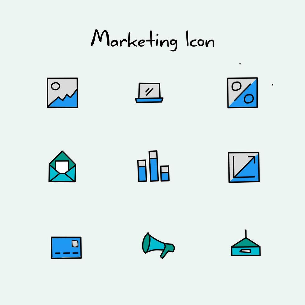 marketing icon design template, with hand drawn style, can be used for digital marketing purposes vector