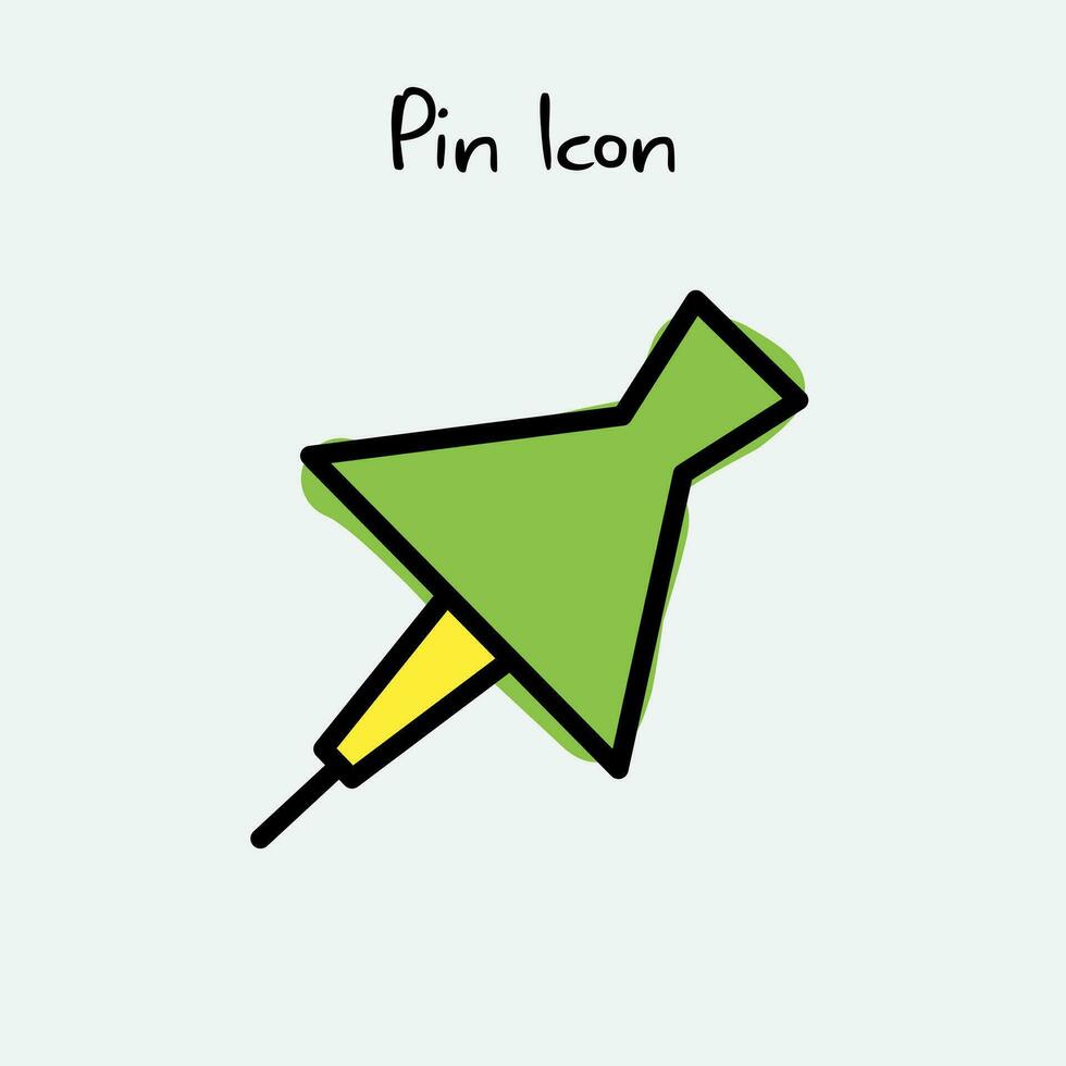 pin icon design template. in a hand drawn style and in color vector