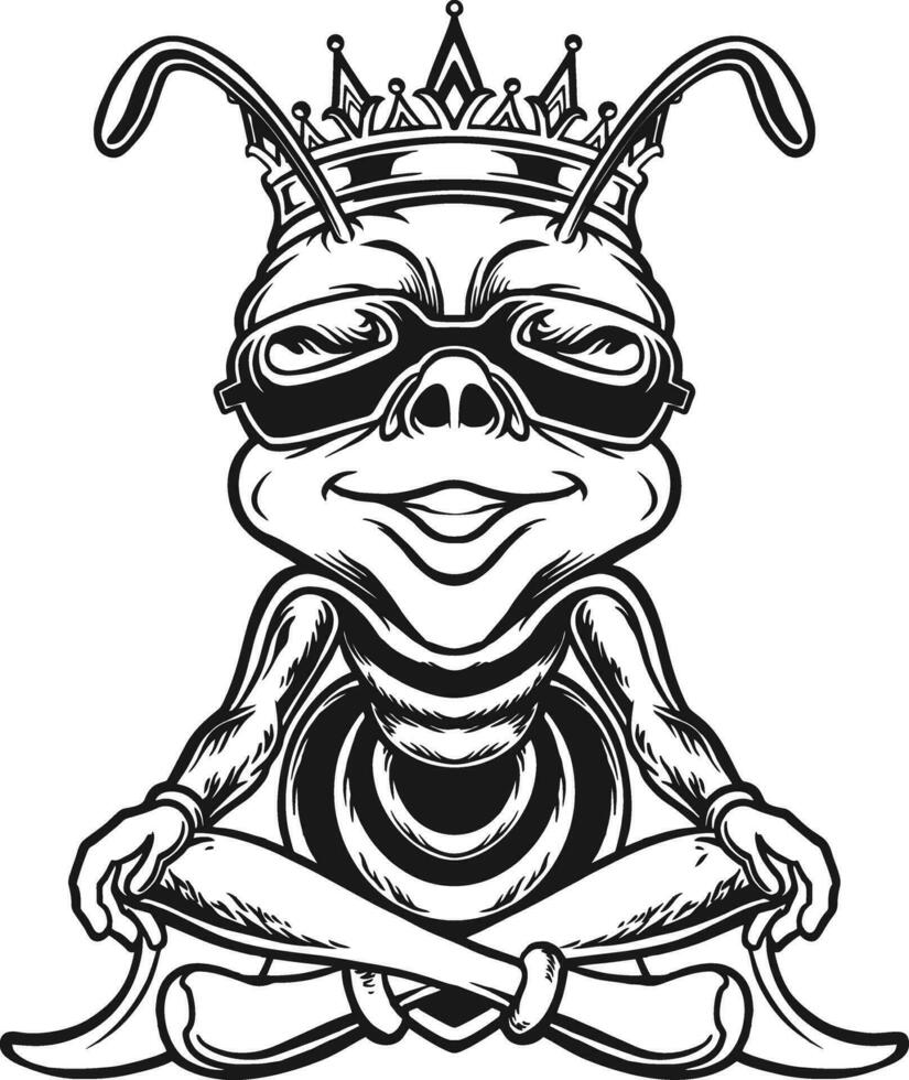 Funny bee feats heroic fun outline vector illustrations for your work logo, merchandise t-shirt, stickers and label designs, poster, greeting cards advertising business company or brands.