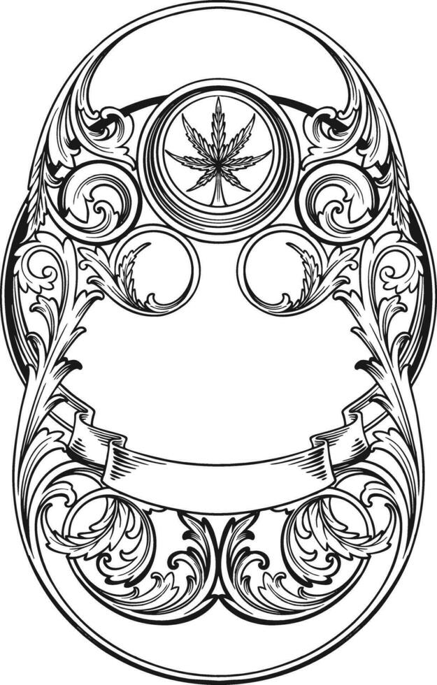 clásico Arte Nouveau estilo canabis ornamento monocromo vector ilustraciones para tu trabajo logo, mercancías camiseta, pegatinas y etiqueta diseños, póster, saludo tarjetas publicidad negocio empresa