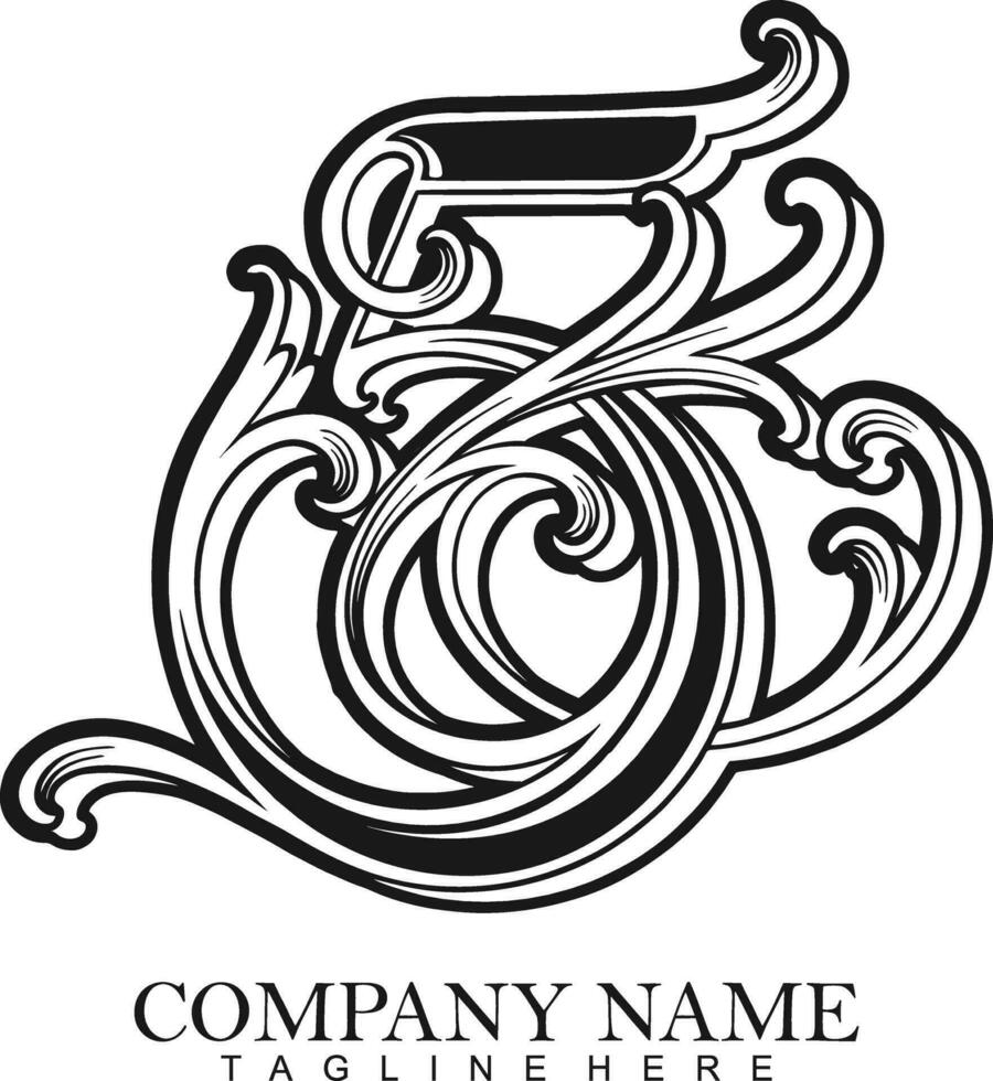 Antique charm vintage number five monogram logo monochrome vector illustrations for your work logo, merchandise t-shirt, stickers and label designs, poster, greeting cards advertising business