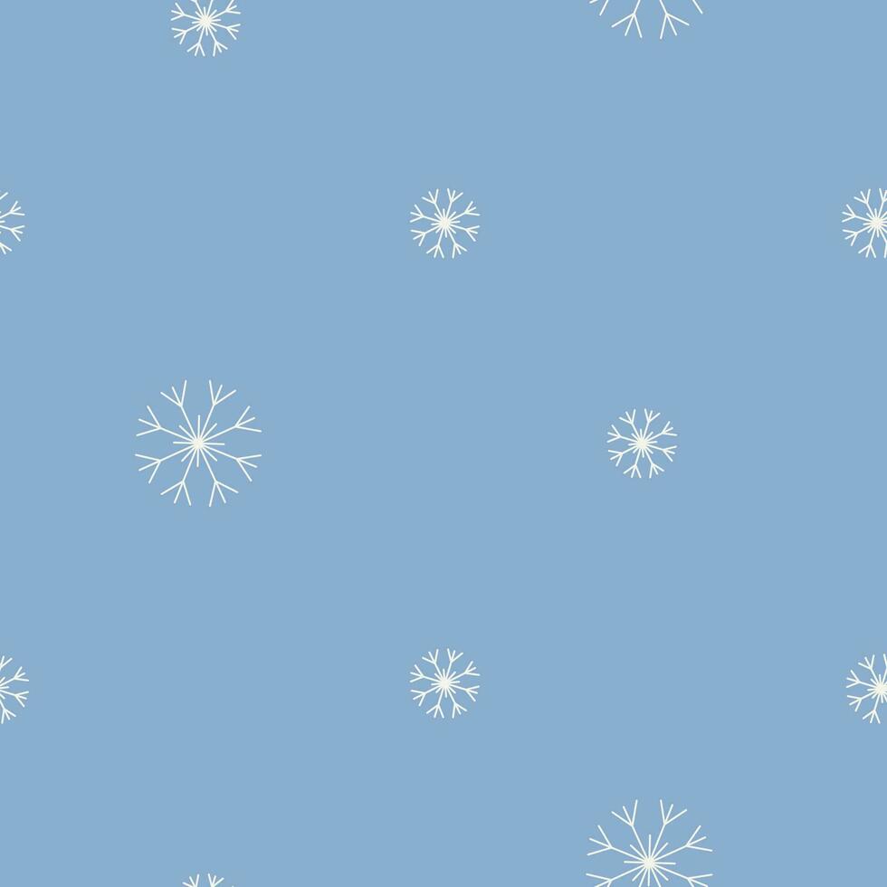 Snowflakes seamless pattern. White winter snowflakes on blue background. New Year and Christmas print design. vector