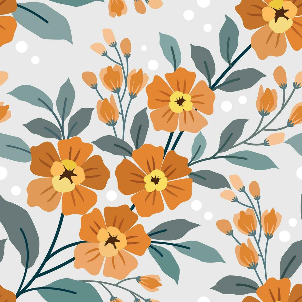 Colorful hand draw flowers seamless pattern vector