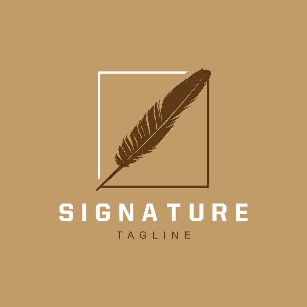 Feather Silhouette Logo, Author Design Luxury Simple Elegant Vector Illustration Template