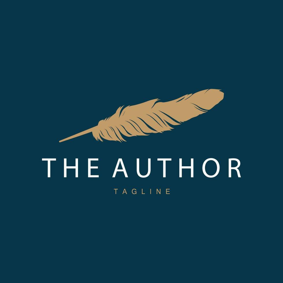 Feather Silhouette Logo, Author Design Luxury Simple Elegant Vector Illustration Template