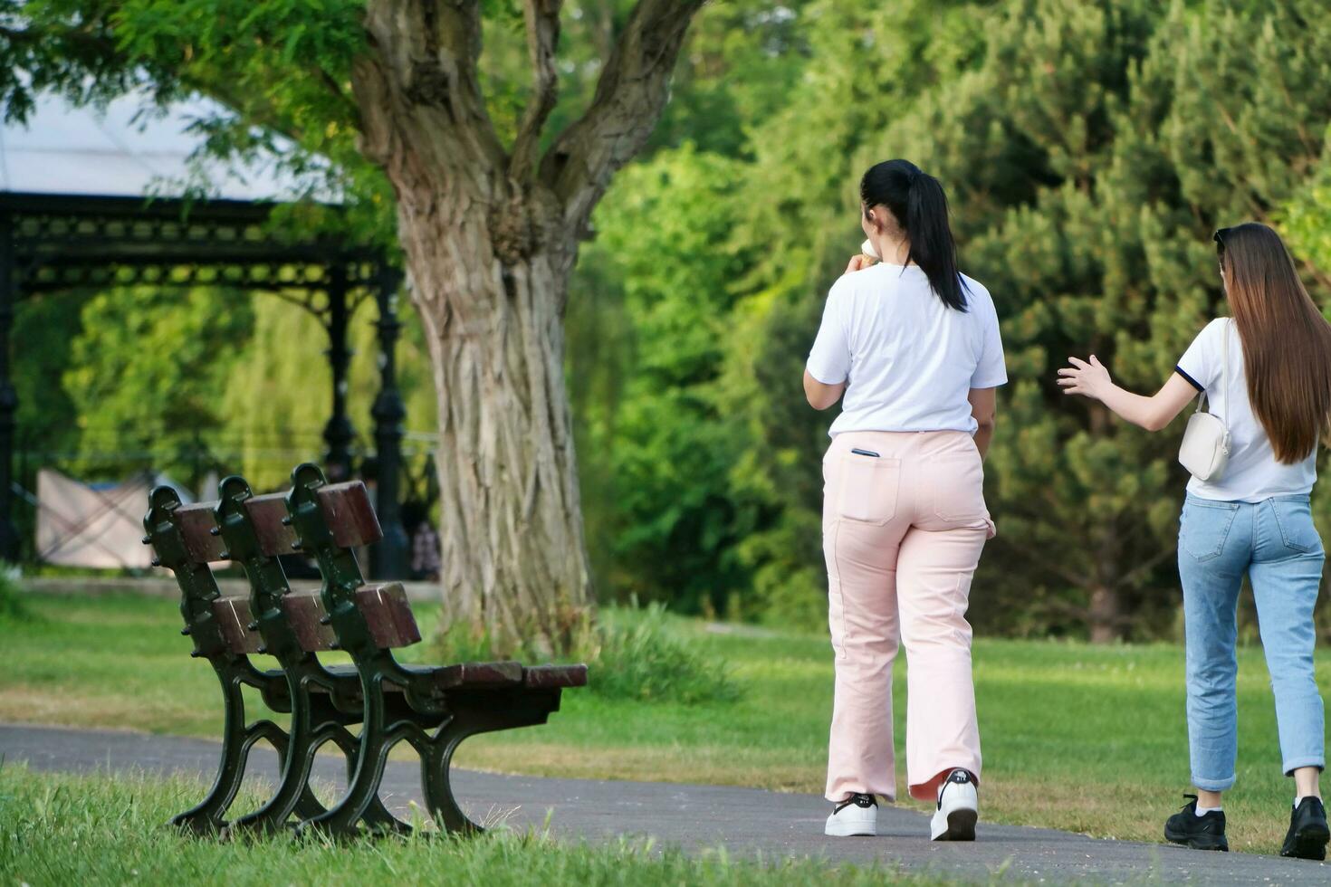 Most Beautiful Image of People Walking and Enjoying Summer Day at Wardown Public Park of Luton city, England United Kingdom, UK. June 16th, 2023 photo