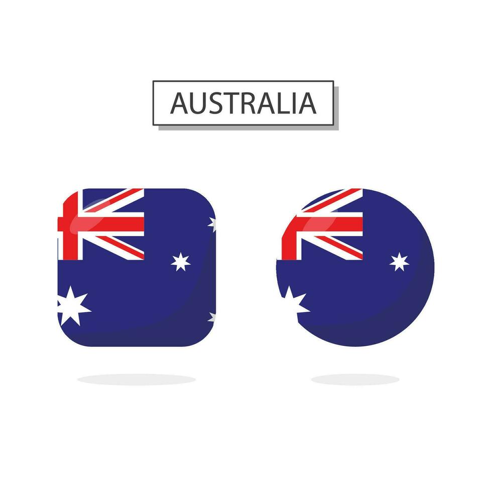Flag of Australia 2 Shapes icon 3D cartoon style. vector