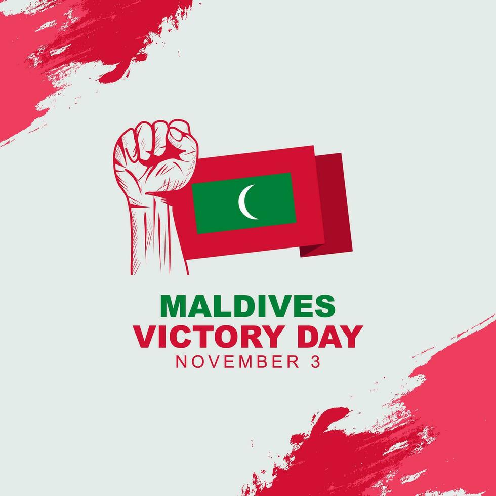 Maldives victory day is celebrated on 3 november, design poster with maldives flag. Vector illustration